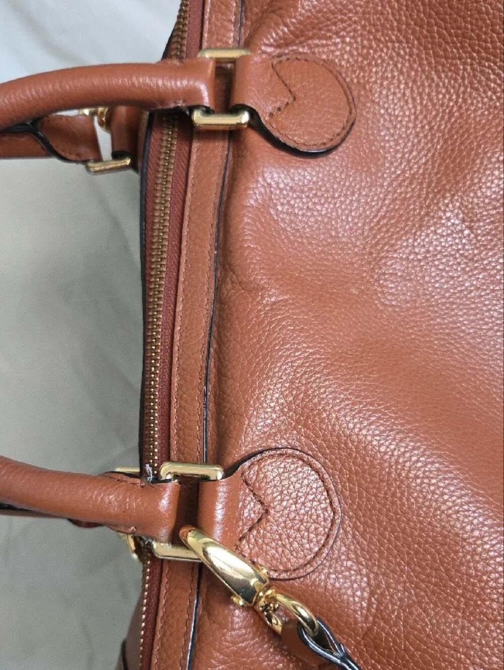 Banana Republic Tan Pebbled Leather Satchel with Tassel